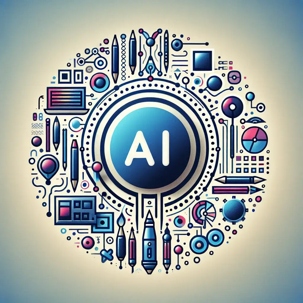 "Logotipo moderno criado com inteligência artificial, representando a inovação e a revolução no design gráfico. IA para criação de logotipos destacando elementos criativos e tecnológicos."