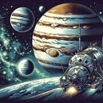 "Imagem da missão da NASA para estudar Europa, lua de Júpiter, destacando os planos de exploração e pesquisas científicas a longo prazo."