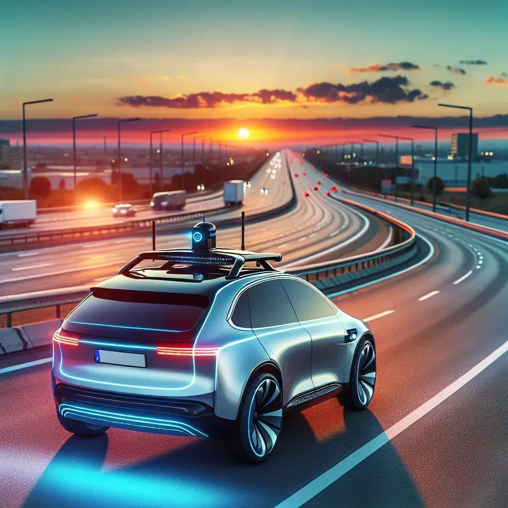 "Carro autônomo em teste em rodovia federal, destacando os avanços na tecnologia de veículos autônomos no Brasil."